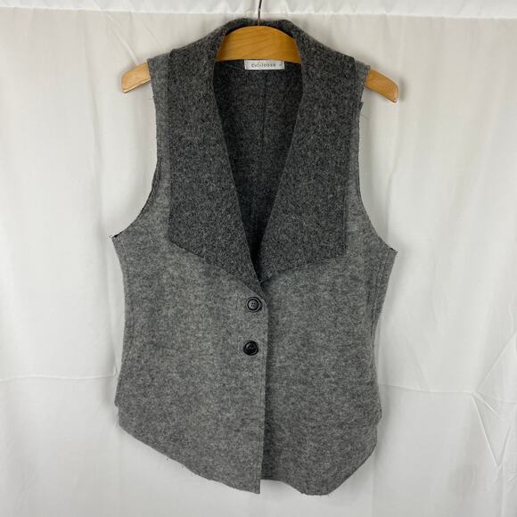 Cut Loose Lapel Collar Wool Vest Made in USA Lava Gray 3985315 Women's Size L - Picture 1 of 10